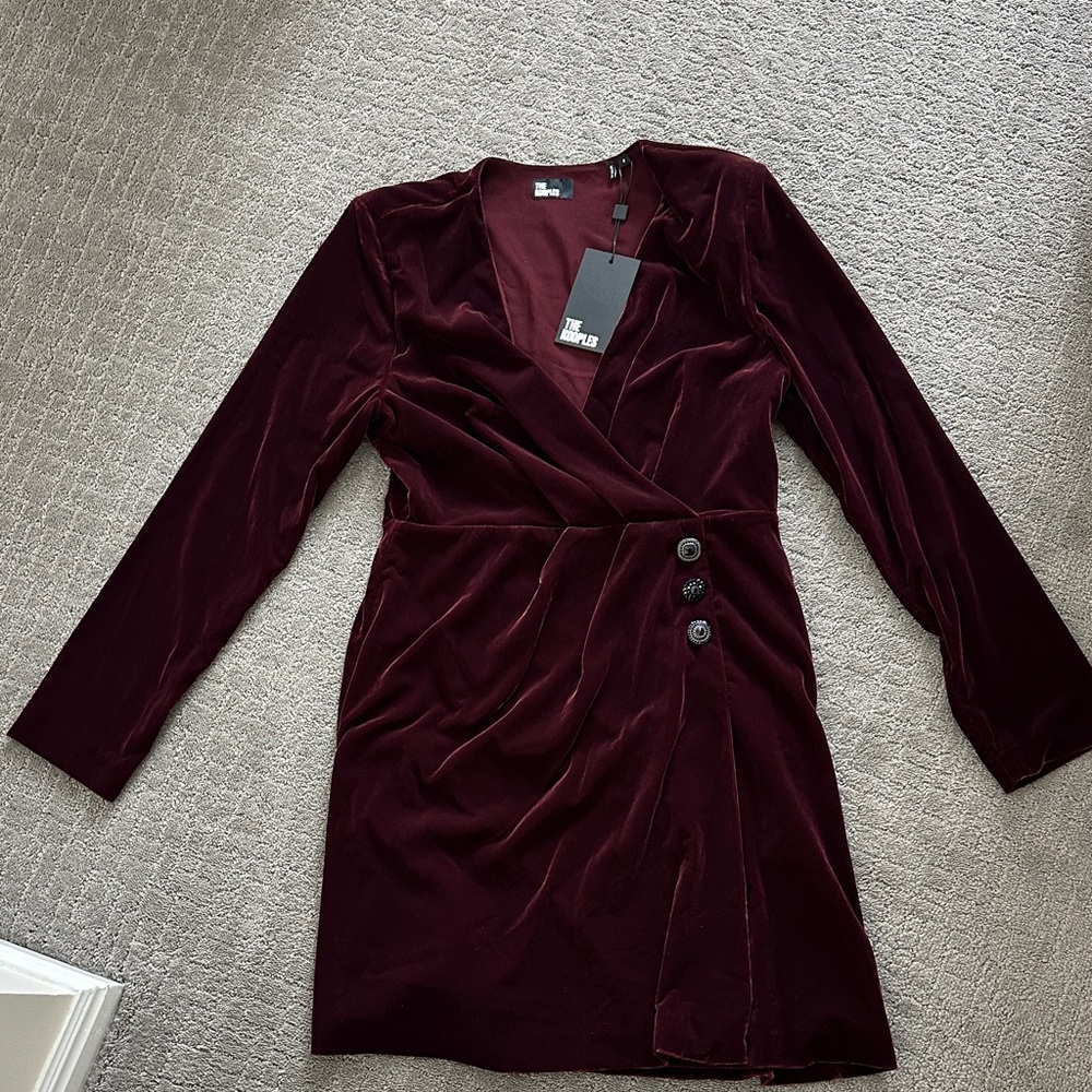 The Kooples Deep Burgundy Long Sleeve Dress